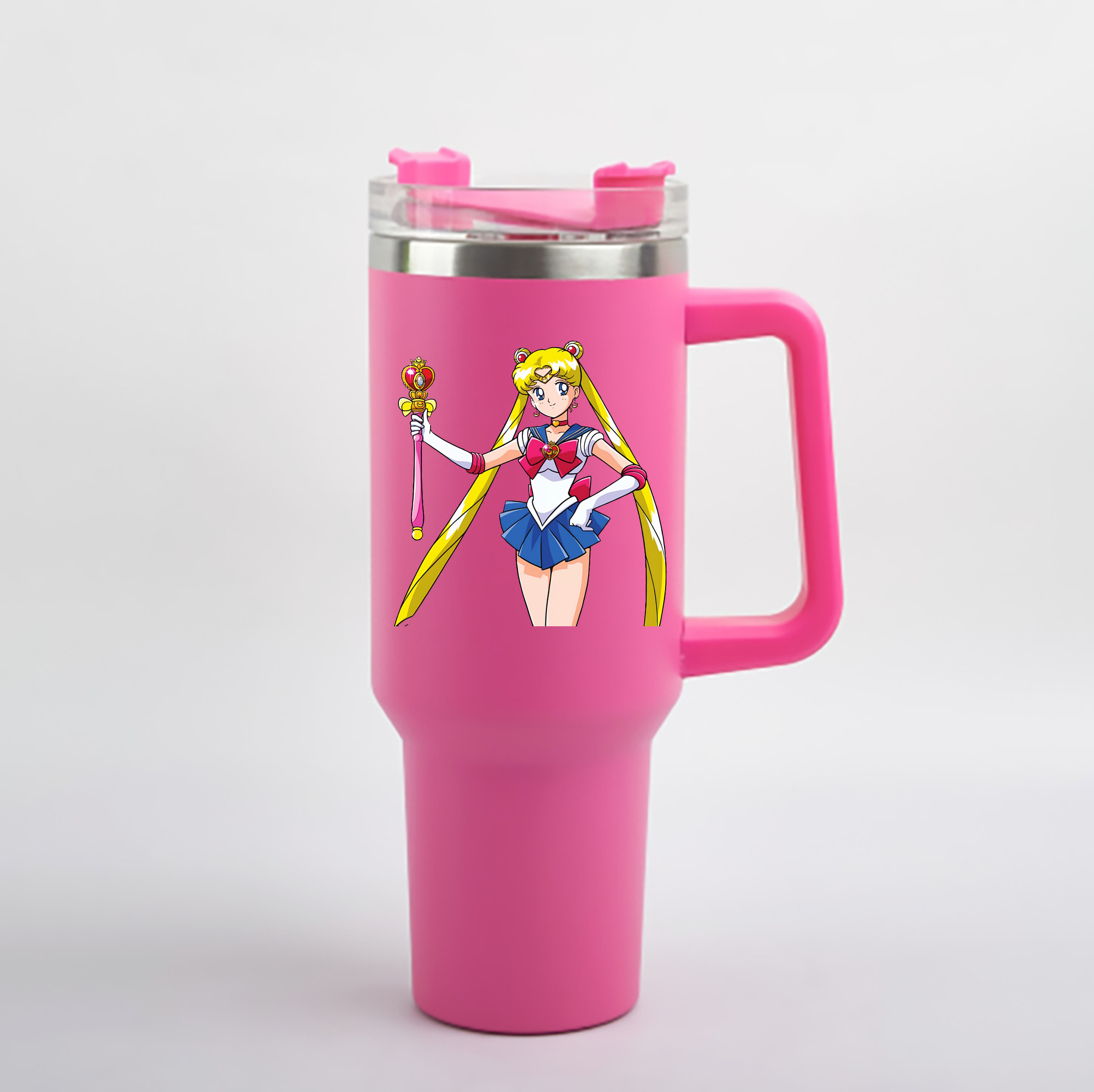 （画像用） 美少女戦士セーラームーン 月野 うさぎ つきの うさぎ Sailor Moon Tsukino Usagi 1200mL車用タンブラー - クリスタルステッカー（プラスチックストロー付き）